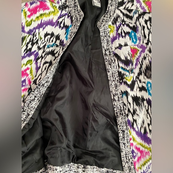 SilkLand Geometric Abstract Statement Jacket Women's M  Cotton Blazer - Picture 10 of 12